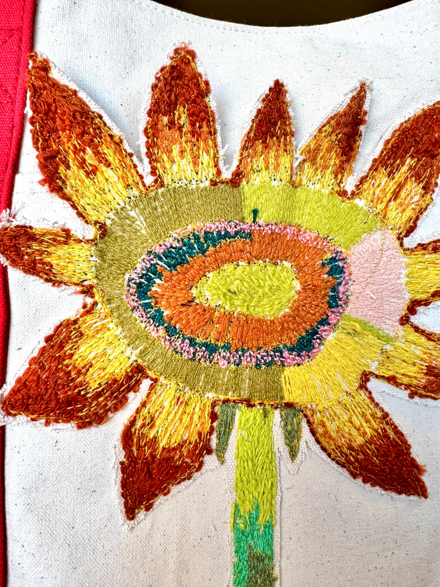 RED SUMMER CANVAS TOTE SUNFLOWER