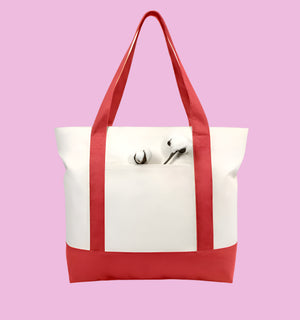 RED SUMMER CANVAS TOTE SUNFLOWER