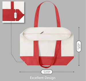 RED SUMMER CANVAS TOTE SUNFLOWER