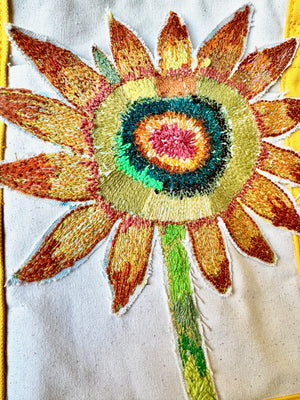 YELLOW SUMMER CANVAS TOTE SUNFLOWER