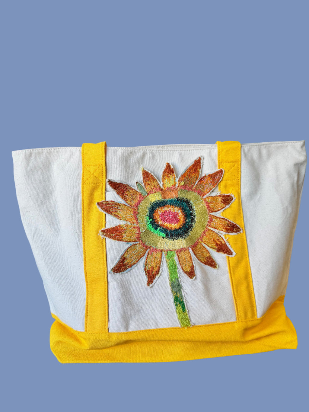 YELLOW SUMMER CANVAS TOTE SUNFLOWER